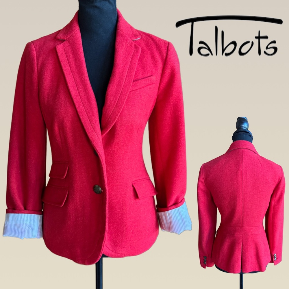 Talbots Wool Blend Lined Red Blazer (8P)